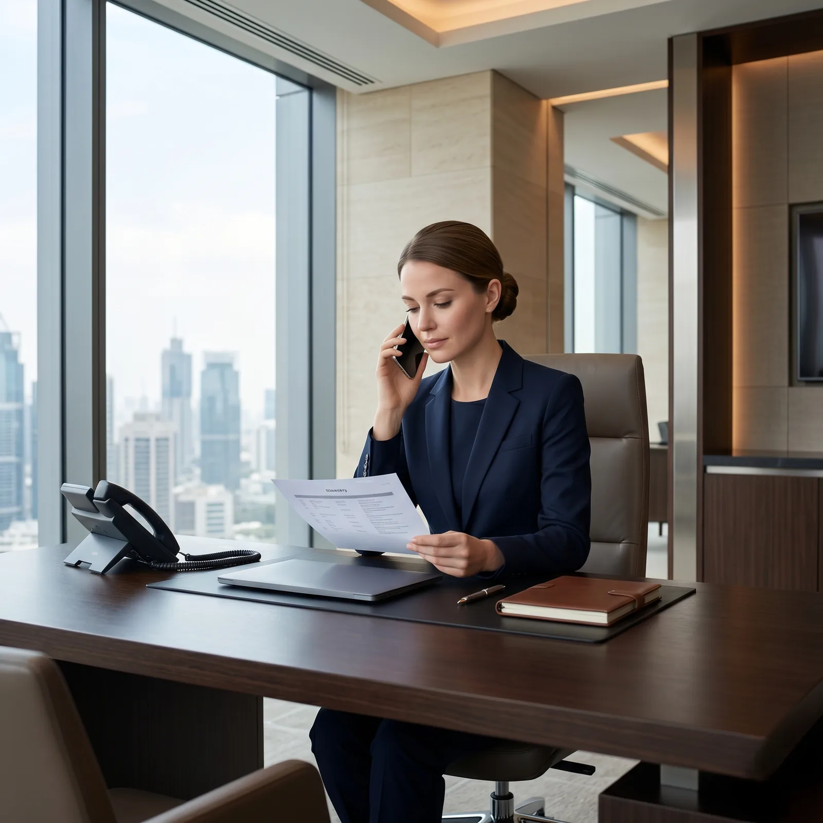 A chauffeur greeting an executive curbside with an assistant coordinating nearby